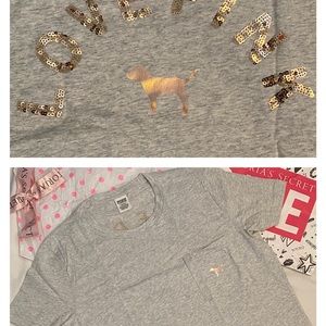 ❌SOLD❌ NWT🤍 VS PINK Campus Pocket Tee BLING 🤍 (M)